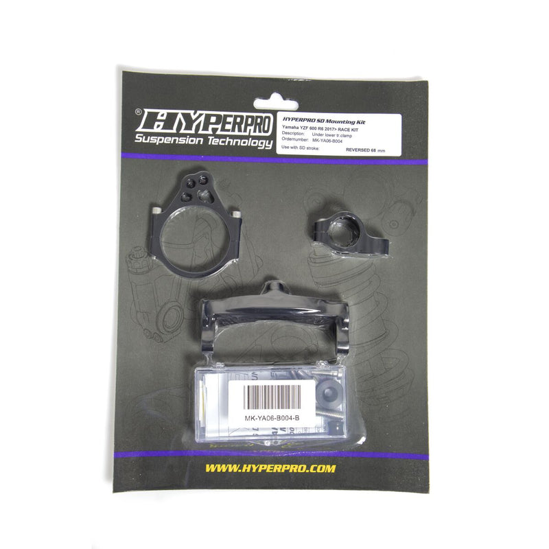 Hyperpro Steering Damper Mounting Kit for 2017-2020 YAMAHA YZF-R6 600 Black Aluminium #MK-YA06-B004-B