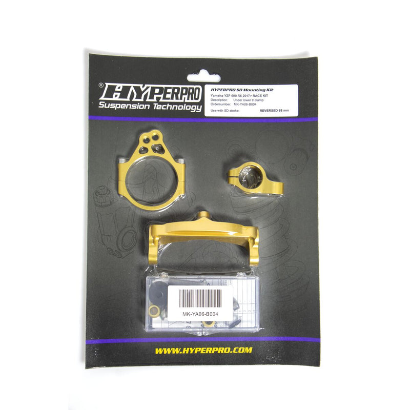 Hyperpro Steering Damper Mounting Kit for 2003-2005, 2007-2020 YAMAHA YZF-R6 600 Gold Aluminium #MK-YA06-B004