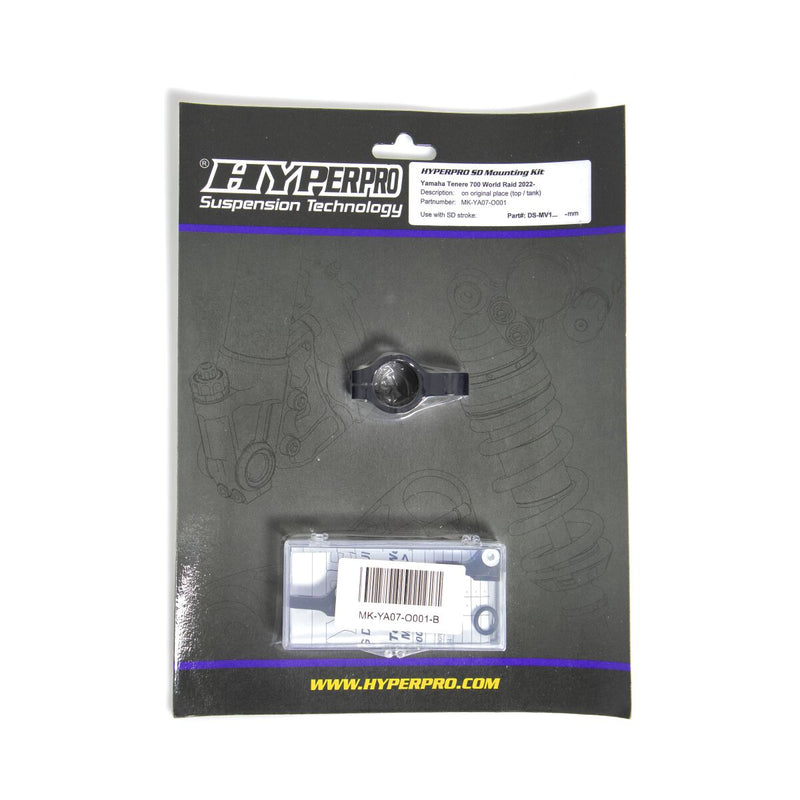 Hyperpro Steering Damper Mounting Kit for 2022-2024 YAMAHA XTZ Black Aluminium #MK-YA07-O001-B