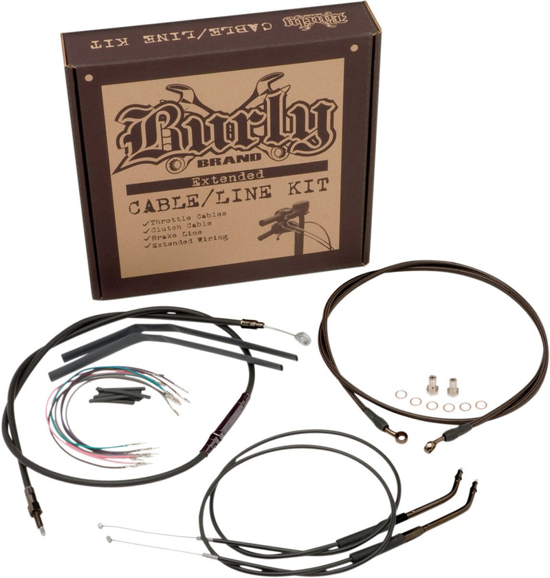 Burly Brand 12 Inch Apehanger Cable/Line Kit in Black For 1997-2003 XL Sportster Single Disc