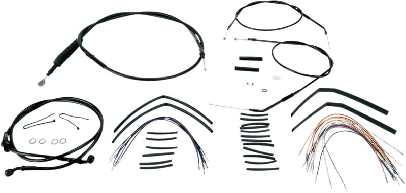 Burly Brand Complete Black Vinyl Handlebar Cable/Brake Line Kit for Ape Hanger Handlebars #B30-1002