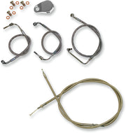 Standard Stainless Braided Handlebar Cable/Brake Line Kit Touring Clear-Coated| Natural #LA-8010KT-13