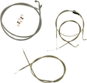 Standard Stainless Braided Handlebar Cable/Brake Line Kit Classic, Touring Clear-Coated| Natural