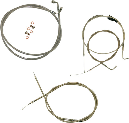 Standard Stainless Braided Handlebar Cable/Brake Line Kit Classic, Touring Clear-Coated| Natural