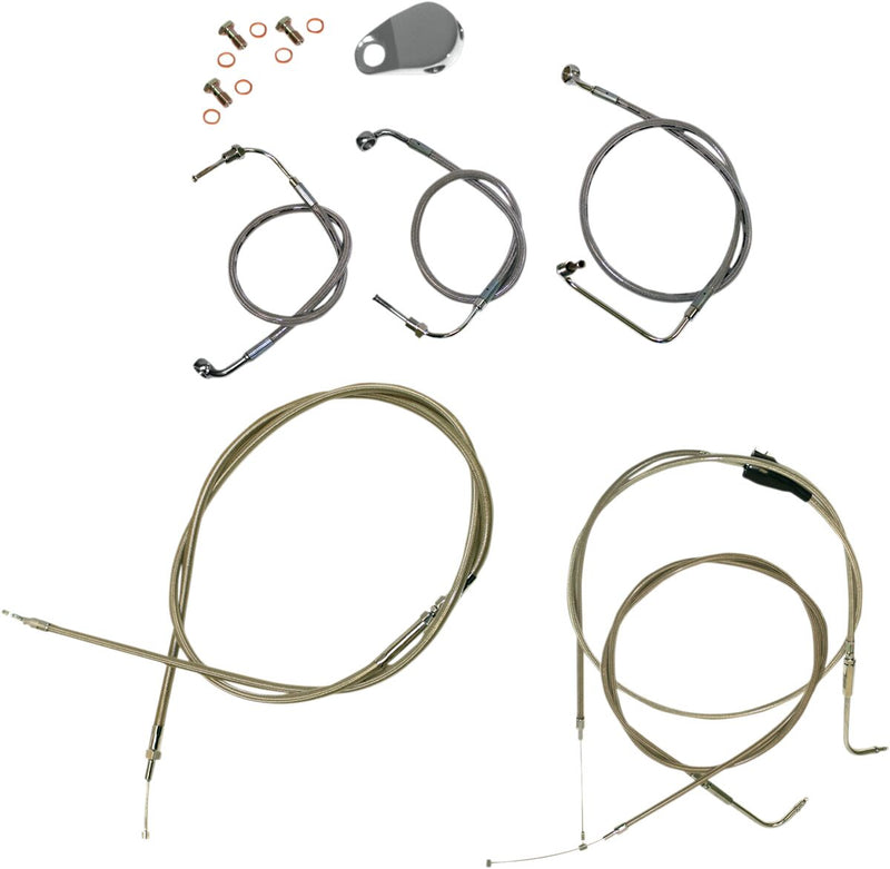 Standard Stainless Braided Handlebar Cable/Brake Line Kit Classic, Touring Clear-Coated| Natural
