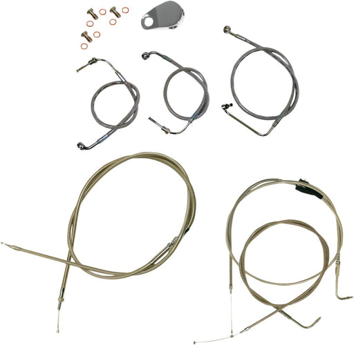 Standard Stainless Braided Handlebar Cable/Brake Line Kit Classic, Touring Clear-Coated| Natural