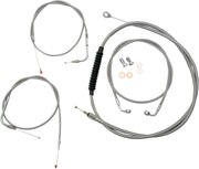 Standard Stainless Braided Handlebar Cable/Brake Line Kit Softail Clear-Coated| Natural