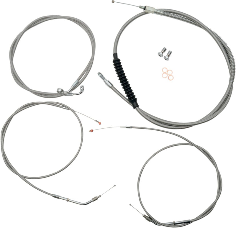 Standard Stainless Braided Handlebar Cable/Brake Line Kit Sportster Clear-Coated| Natural