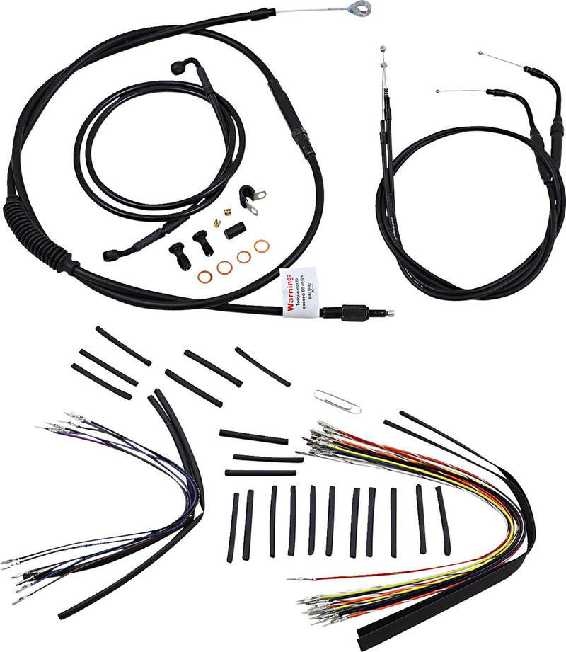 Burly Brand 14 Inch Apehanger Cable/Line Kit in Black For 2007-2010 FLST Without ABS Models