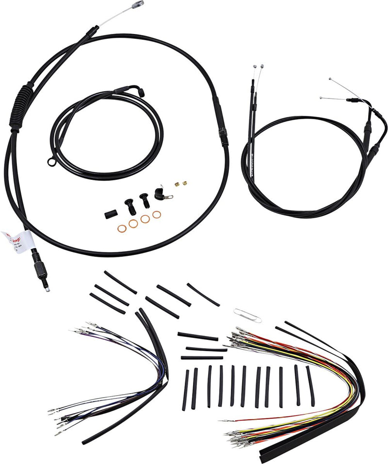 Burly Brand 16 Inch Apehanger Cable/Line Kit in Black For 2007-2010 FLST Without ABS Models