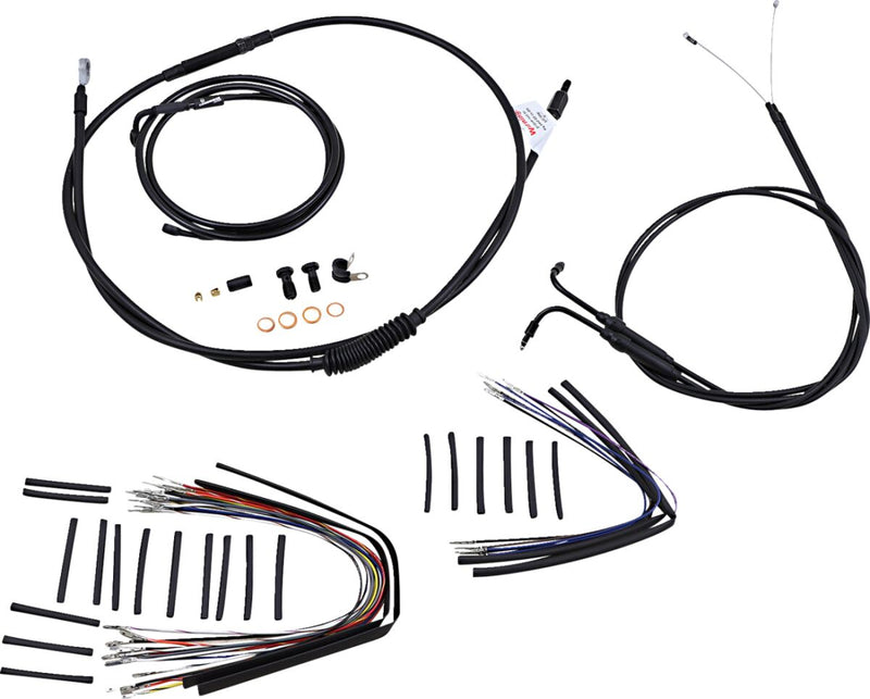 Burly Brand 18 Inch Apehanger Cable/Line Kit in Black For 2007-2010 FXST Without ABS Models