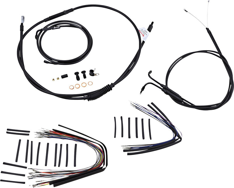 Burly Brand 18 Inch Apehanger Cable/Line Kit in Black For 2007-2010 FXST Without ABS Models