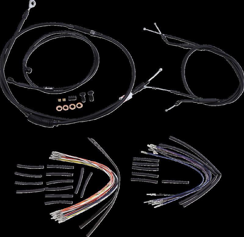 Burly Brand 14 Inch Apehanger Cable/Line Kit in Black For 1996-2005 Dyna Without ABS Models