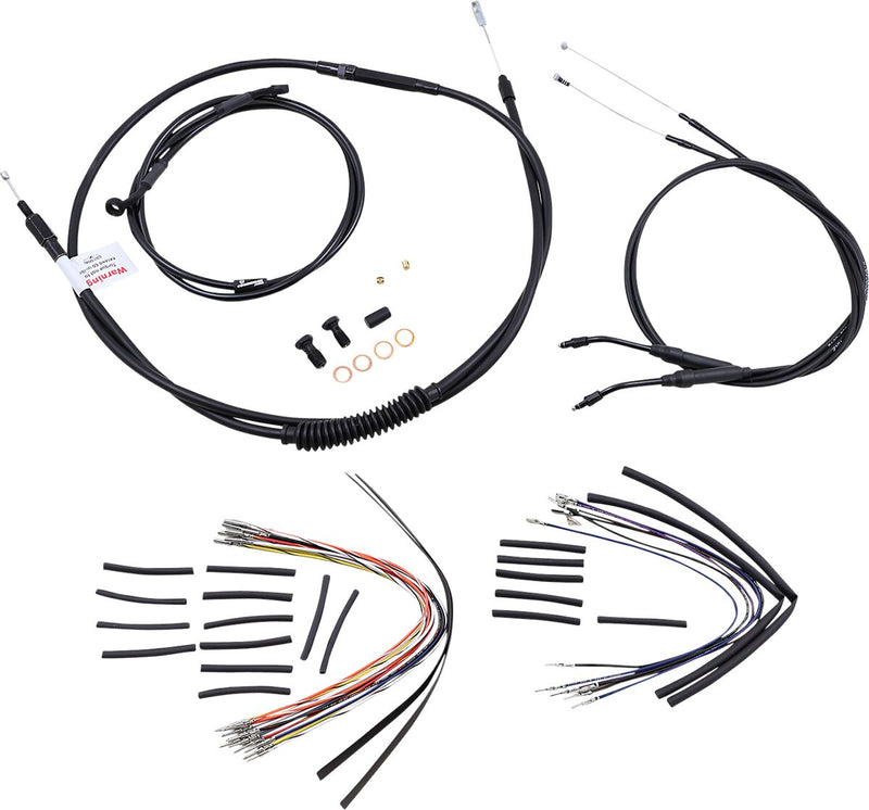 Burly Brand 14 Inch Apehanger Cable/Line Kit in Black For Dyna Without ABS Models