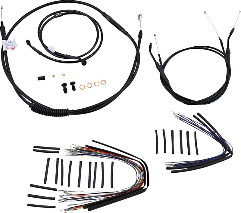 Burly Brand 14 Inch Apehanger Cable/Line Kit in Black For 2007-2011 Dyna Without ABS Models