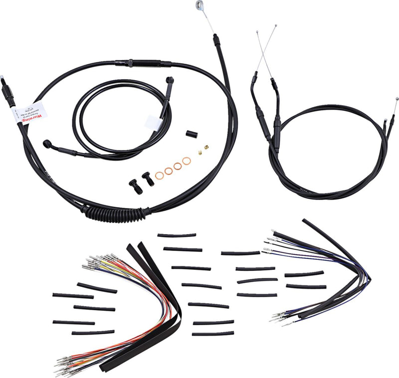 Burly Brand 16 Inch Apehanger Cable/Line Kit in Black For 1996-2005 Dyna Without ABS Models