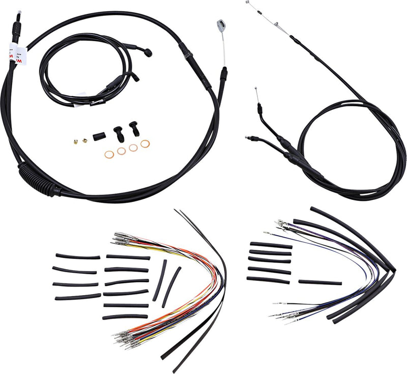 Burly Brand 16 Inch Apehanger Cable/Line Kit in Black For Dyna Without ABS Models