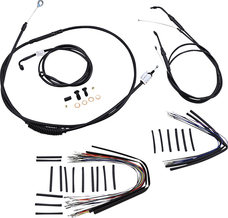 Burly Brand 16 Inch Apehanger Cable/Line Kit in Black For 2007-2011 Dyna Without ABS Models