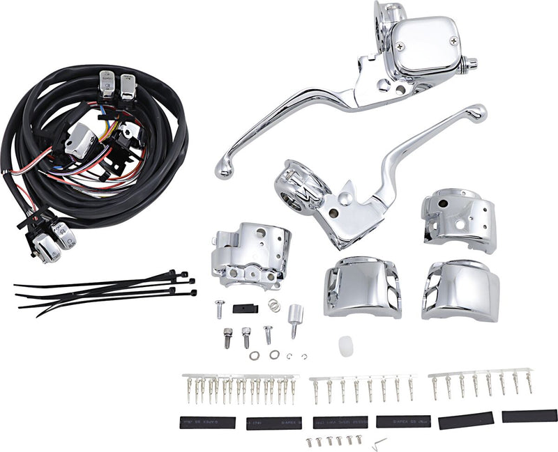 Drag Specialties Chrome Handlebar Control Kit with Mechanical Clutch for Various Various Harley-Davidson Motorcycles (See Fitment List)