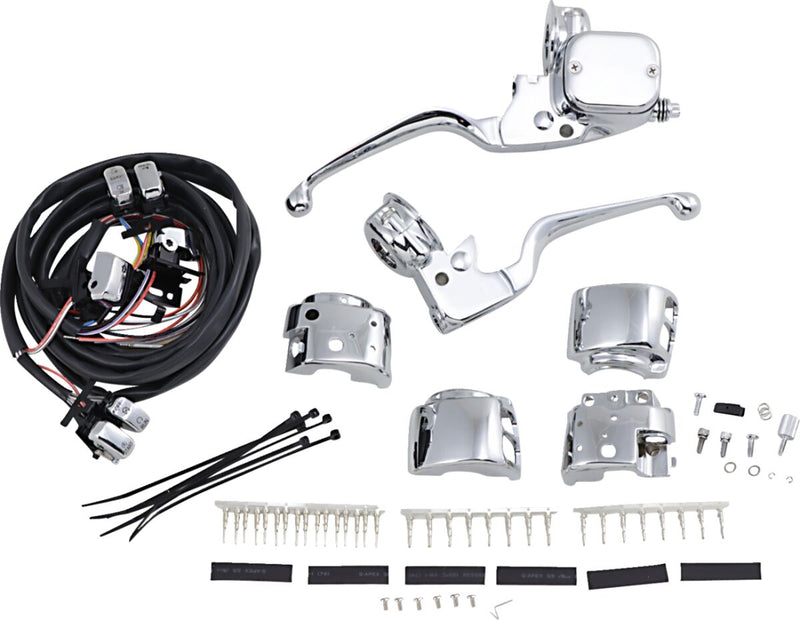 Drag Specialties Chrome Handlebar Control Kit with Mechanical Clutch for Various Various Harley-Davidson Motorcycles (See Fitment List)