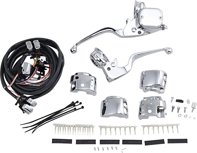 Drag Specialties Chrome Handlebar Control Kit with Mechanical Clutch for Various Various Harley-Davidson Motorcycles (See Fitment List)