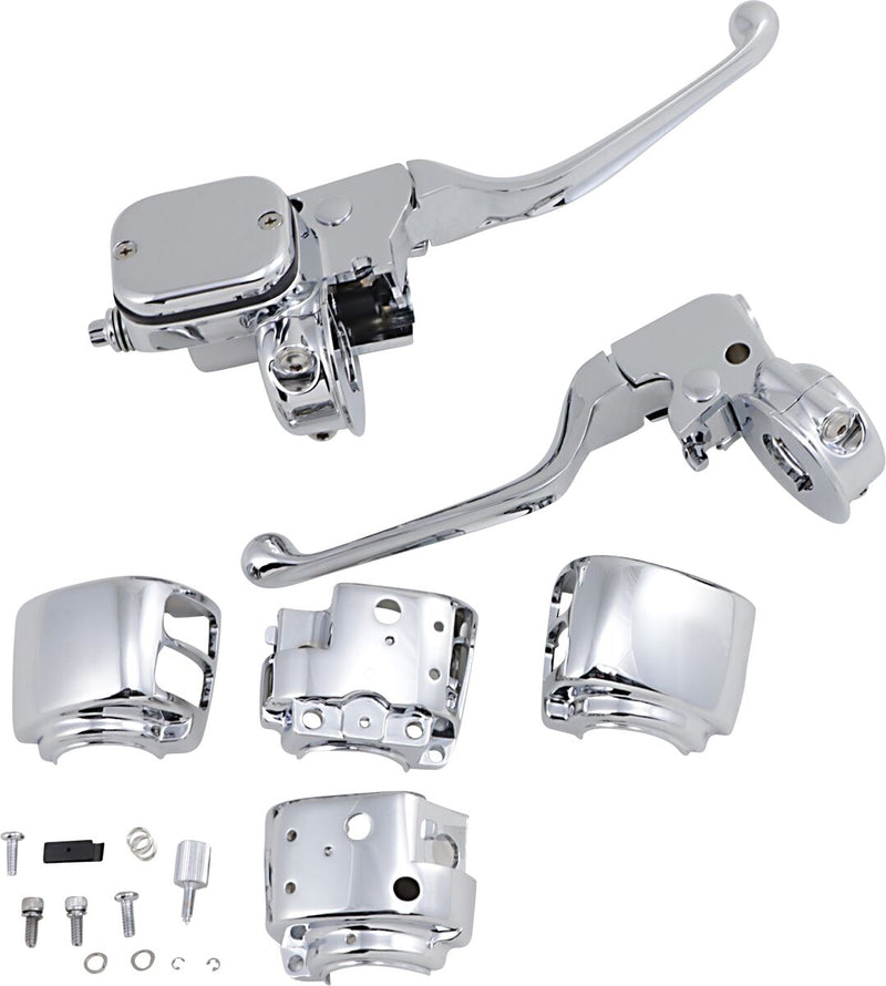 Drag Specialties Chrome Handlebar Control Kit with Mechanical Clutch for Various Various Harley-Davidson Motorcycles (See Fitment List)