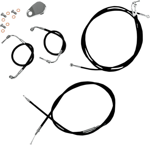 Standard Black Vinyl Braided Handlebar Cable/Brake Line Kit Touring Black Fitment Harley-Davidson