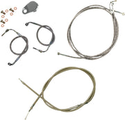 Standard Stainless Braided Handlebar Cable/Brake Line Kit Touring Clear-Coated| Natural