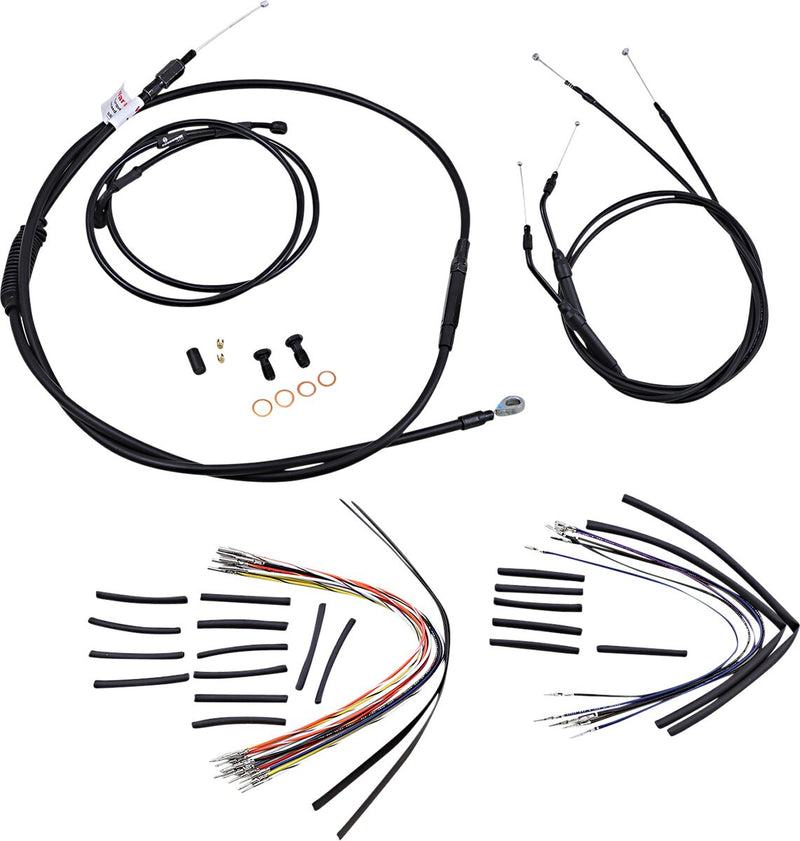 Burly Brand 16 Inch Apehanger Cable/Line Kit in Black For FXDWG Without ABS Models