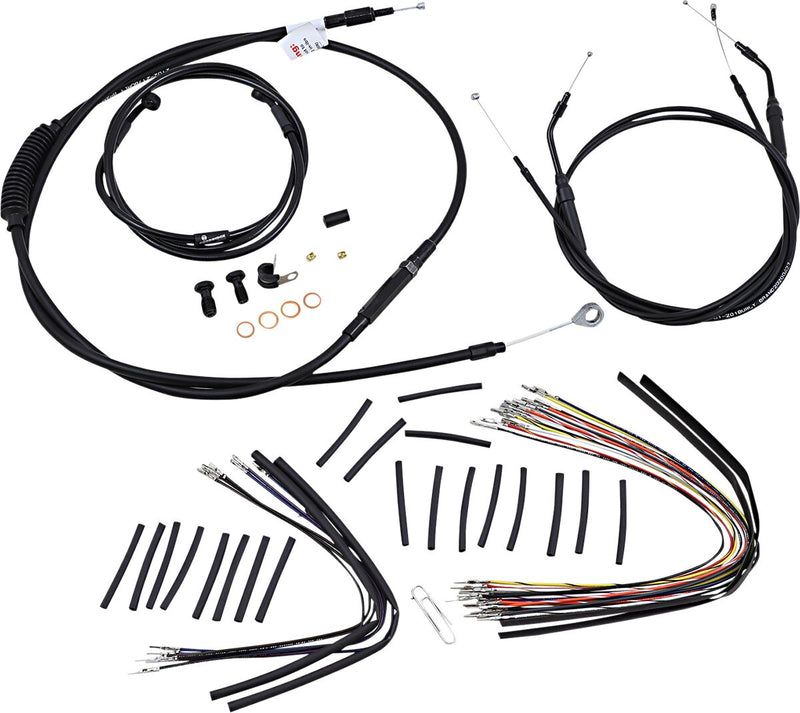Burly Brand 16 Inch Apehanger Cable/Line Kit in Black For 2007-2008 & 2010-2011 FXDWG Without ABS Models