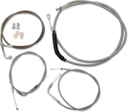 Standard Stainless Braided Handlebar Cable/Brake Line Kit Dyna Clear-Coated| Natural