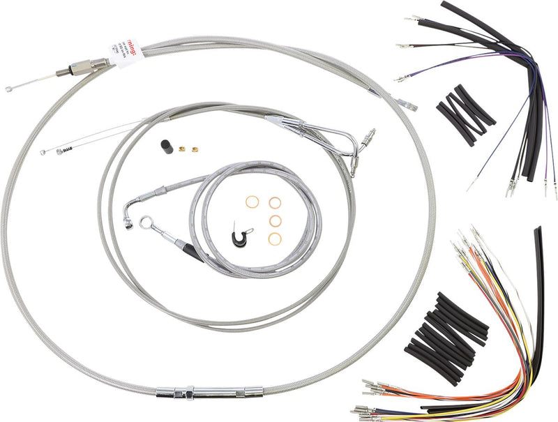 Burly Brand 14 Inch Apehanger Cable/Line Kit in Stainless Steel For 2000-2006 FLST/C/F/N Without ABS Models