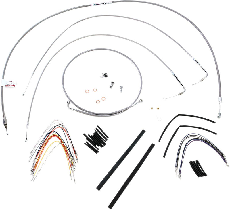 Burly Brand 14 Inch Apehanger Cable/Line Kit in Stainless Steel For 2000-2006 FXST/B/D Without ABS Models
