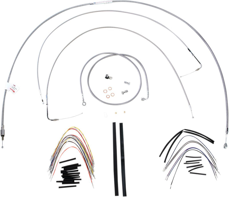 Burly Brand 18 Inch Apehanger Cable/Line Kit in Stainless Steel For 2000-2006 FLST/C/F/N Without ABS Models