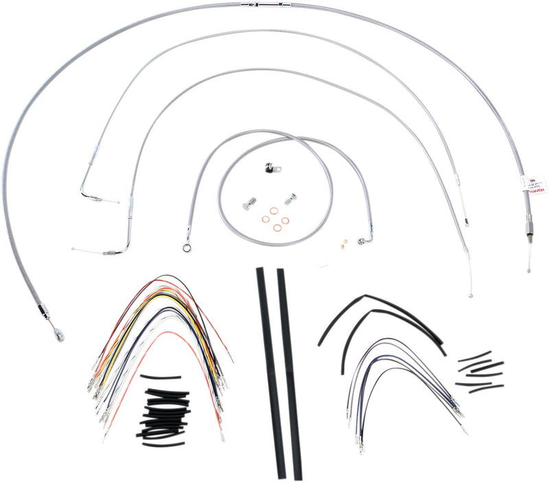 Burly Brand 18 Inch Apehanger Cable/Line Kit in Stainless Steel For 2007-2010 FLST/C/F/N Without ABS Models