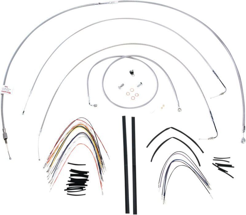 Burly Brand 18 Inch Apehanger Cable/Line Kit in Stainless Steel For 2007-2010 FXST/B/C/D Without ABS Models