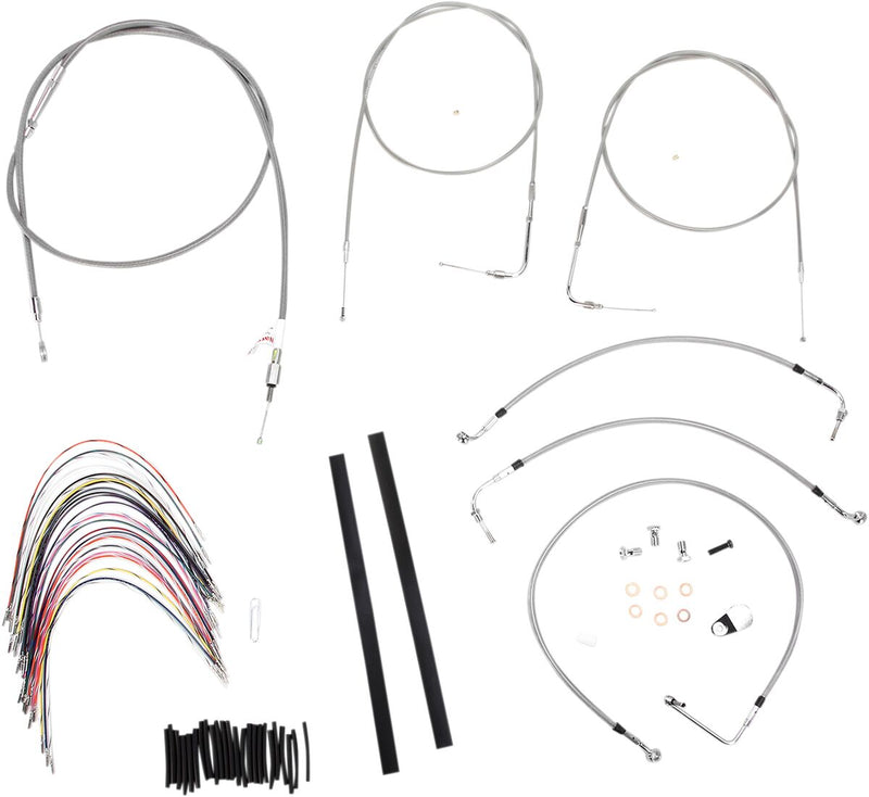 Burly Brand 14 Inch Apehanger Cable/Line Kit in Stainless Steel For 1997-1999 FLHR/C, FLT/C/R Without ABS Models
