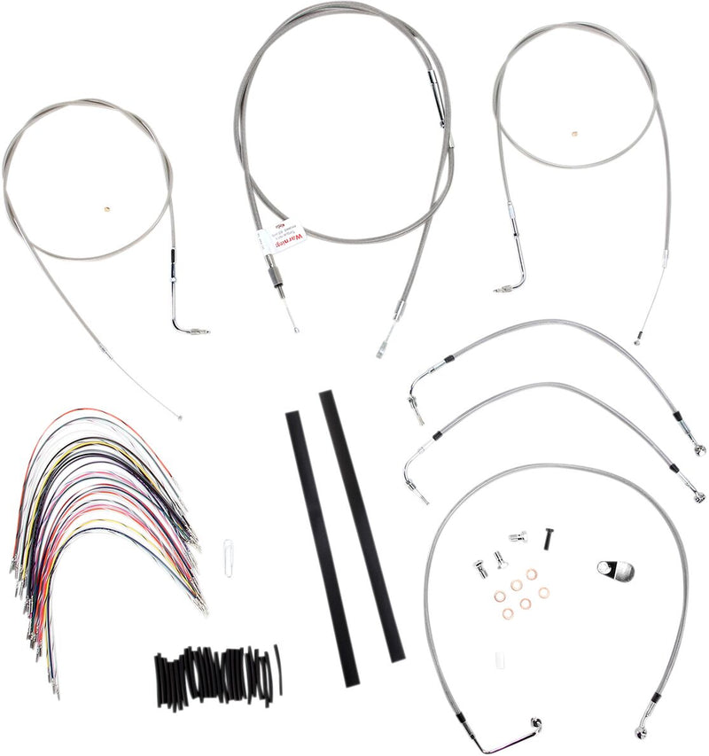 Burly Brand 18 Inch Apehanger Cable/Line Kit in Stainless Steel For 1997-1999 FLHR/C, FLT/C/R Without ABS Models