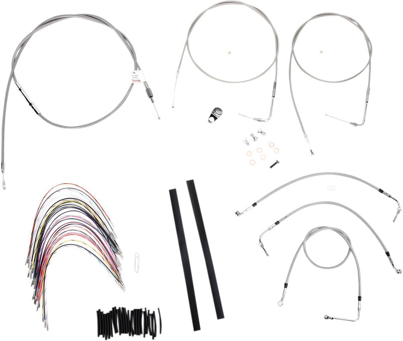 Burly Brand 16 Inch Apehanger Cable/Line Kit in Stainless Steel For 2000-2006 FLHR/C, FLTCR Without Cruise Control Without ABS Models
