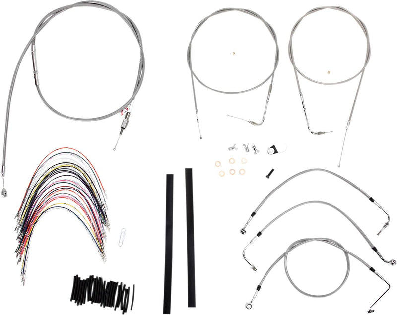 Burly Brand 18 Inch Apehanger Cable/Line Kit in Stainless Steel For 2000-2006 FLHR/C, FLT/C/R Without Cruise Control Without ABS Models