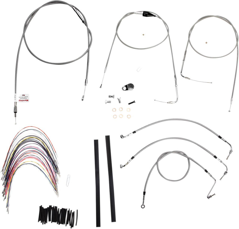 Burly Brand 14 Inch Apehanger Cable/Line Kit in Stainless Steel For 2000-2006 FLHR/C, FLT/C/R With Cruise Control Without ABS Models