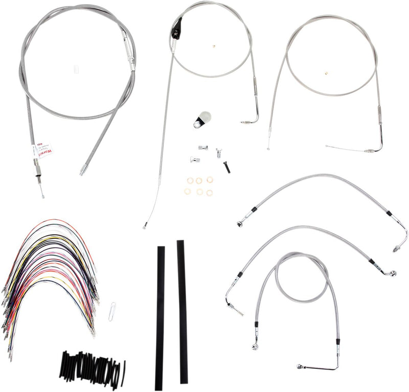 Burly Brand 16 Inch Apehanger Cable/Line Kit in Stainless Steel For 2000-2006 FLHR/C, FLT/C/R With Cruise Control Without ABS Models
