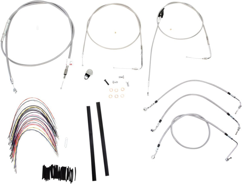 Burly Brand 18 Inch Apehanger Cable/Line Kit in Stainless Steel For 2000-2006 FLHR/C, FLT/C/R With Cruise Control Without ABS Models