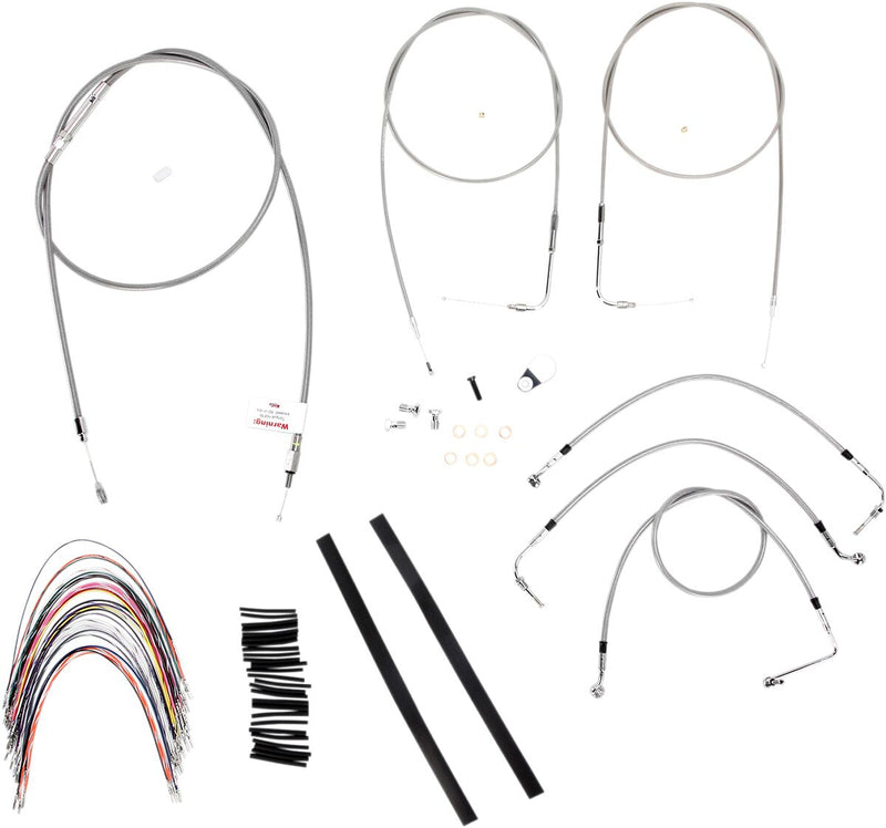 Burly Brand 16 Inch Apehanger Cable/Line Kit in Stainless Steel For FLHR/I/CI/S/SI & FLTR/I Without Cruise Without ABS Models
