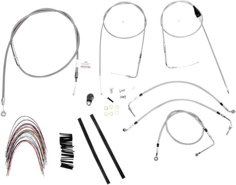Burly Brand 14 Inch Apehanger Cable/Line Kit in Stainless Steel For FLHR/I/CI/S/SI & FLTR/I With Cruise Without ABS Models