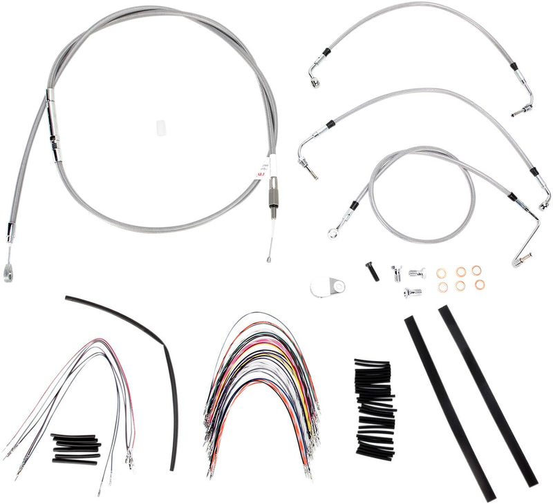 Burly Brand 16 Inch Apehanger Cable/Line Kit in Stainless Steel For 2008-2013 FLHR/C & FLTR/U/X Without ABS Models