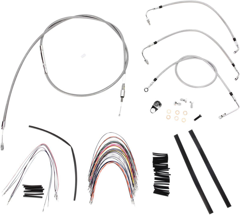 Burly Brand 18 Inch Apehanger Cable/Line Kit in Stainless Steel For 2008-2013 FLHR/C & FLTR/U/X Without ABS Models