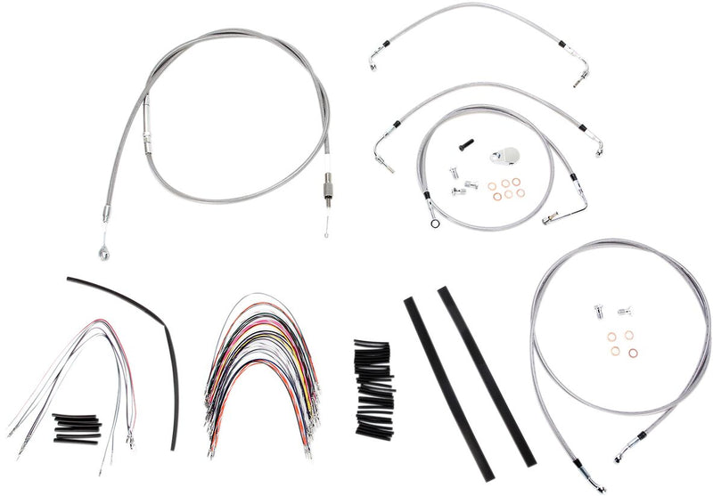 Burly Brand 16 Inch Apehanger Cable/Line Kit in Stainless Steel For 2008-2013 FLHR/C & FLTR/U/X With ABS Models