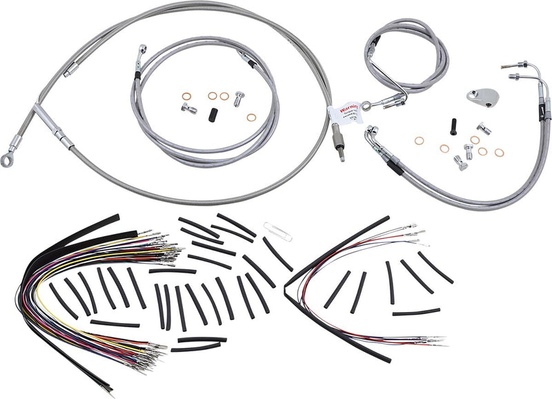 Burly Brand 18 Inch Apehanger Cable/Line Kit in Stainless Steel For 2008-2013 FLHR/C & FLTR/U/X With ABS Models