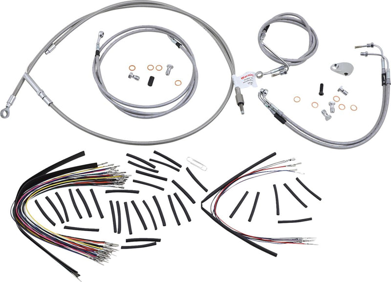 Burly Brand 18 Inch Apehanger Cable/Line Kit in Stainless Steel For 2008-2013 FLHR/C & FLTR/U/X With ABS Models